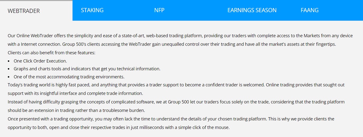 Group 500 Trading Platform